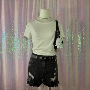 Live in the Moment White Soft Baby Tee Crop Top (S) ★彡